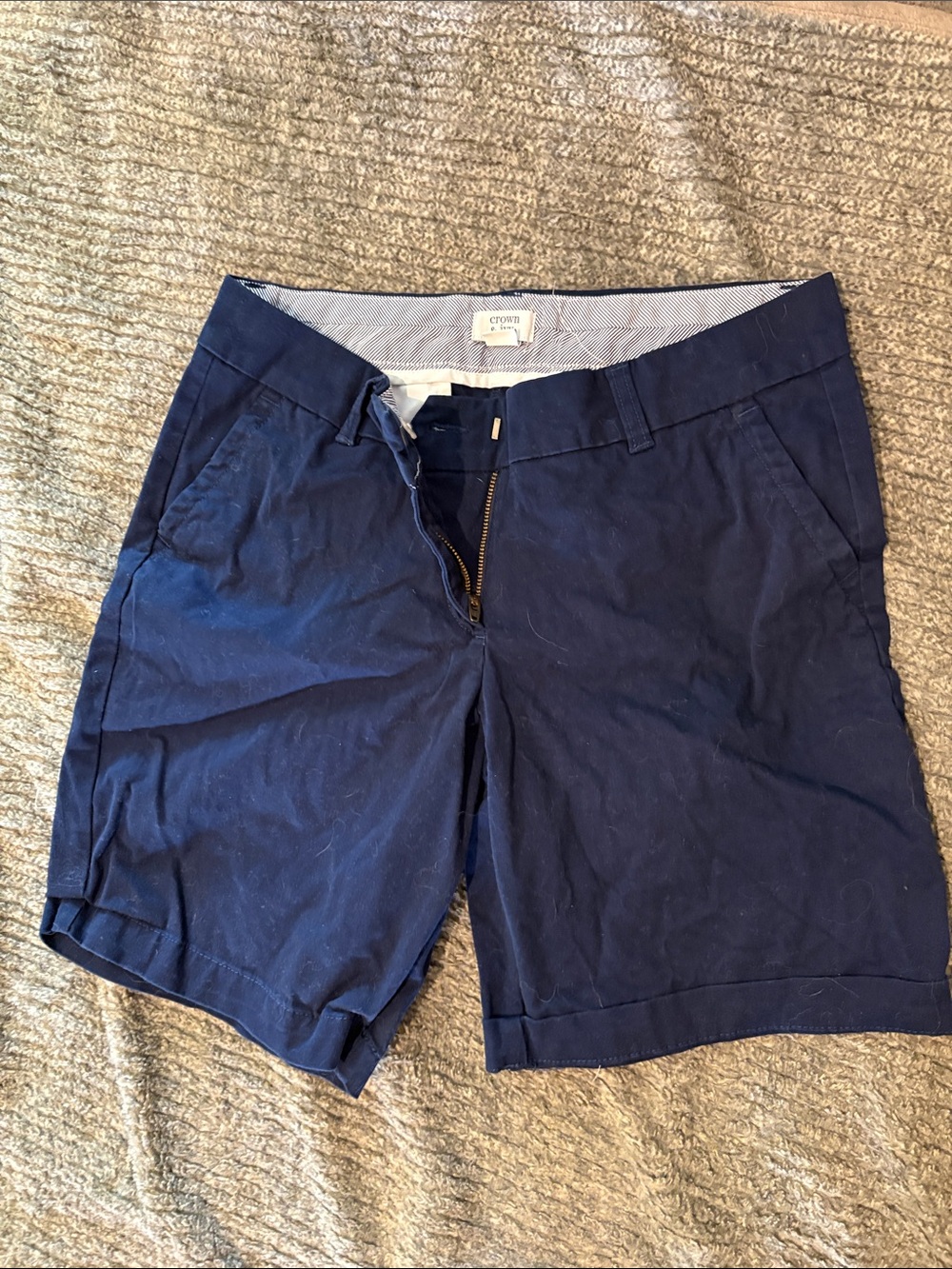 crown & ivy Navy Cotton Chino Bermuda Shorts